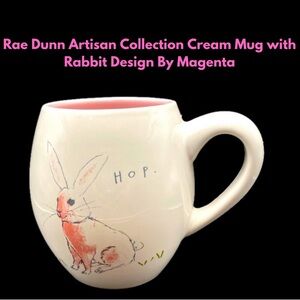 Rae Dunn Artisan Collection Cream Mug with Rabbit Design By Magenta